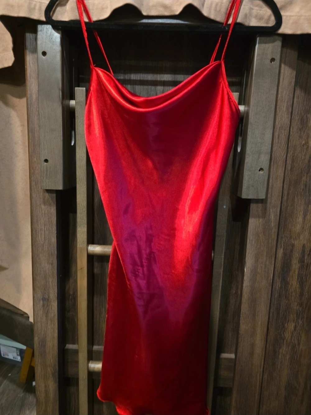 bebe Red Satin Slip Mini Dress